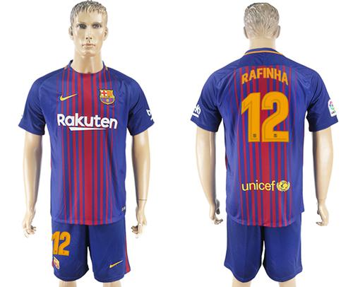 Barcelona #12 Rafinha Home Soccer Club Jersey - Click Image to Close